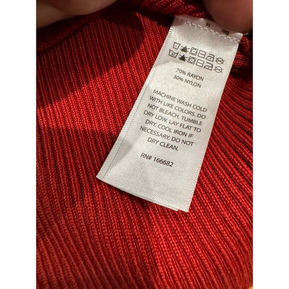 Caroline Constas Red Dress Knit Midi bodycon Crochet Collar size M - Picture 10 of 11